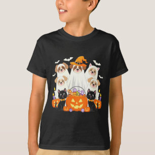 Womens Halloween Dog Dressed As Ghost Halloween T-Shirt