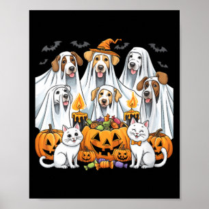 Womens Halloween Dog Ghost Funny Halloween Dog For Poster
