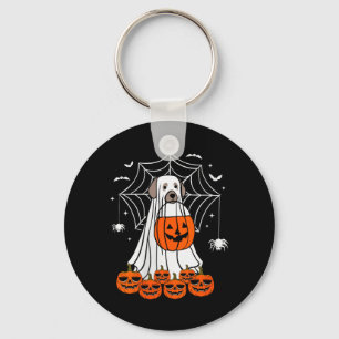 Womens Halloween Dog Ghost V-Neck Keychain