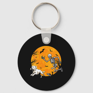Womens Halloween Dog Skeleton Chasing Dog Keychain