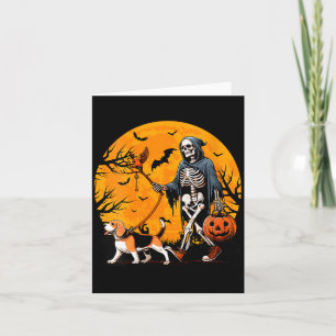 Womens Halloween Dog Skeleton Leads Dog Halloween Card