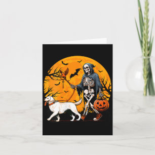 Womens Halloween Dog Skeleton Leads Dog Halloween Card