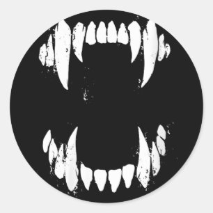 Womens Halloween Horror Wolf Dog Vampire Monster Classic Round Sticker