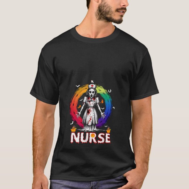 Womens Halloween Nurse 2024 Nursing Funny RN Nurse T-Shirt (Front)