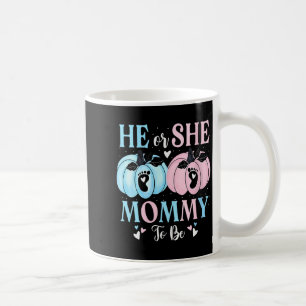 Womens Halloween Pumpkin Gender Reveal He Or She M Coffee Mug