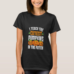 Womens Halloween Pumpkin Teacher Kids  Spooky Pump T-Shirt