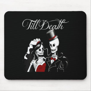 Womens Halloween Wedding Gothic Bride Groom Skelet Mouse Pad