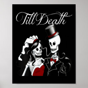 Womens Halloween Wedding Gothic Bride Groom Skelet Poster