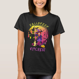 Womens Halloween Witches Scary Girls T-Shirt