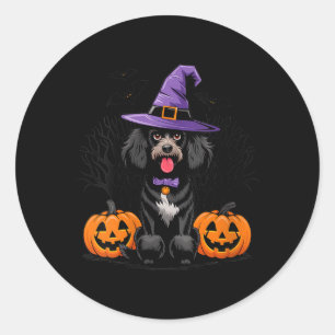 Womens Halloween Witchy Black Standard Poodle Dog Classic Round Sticker