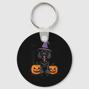 Womens Halloween Witchy Black Standard Poodle Dog Keychain