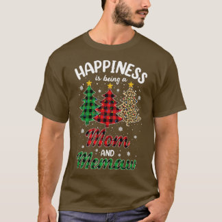 Womens Happiness is being a Mom and Memaw Leopard  T-Shirt