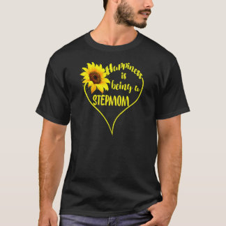 Womens Happiness Is Being A Stepmom Sunflower Moth T-Shirt