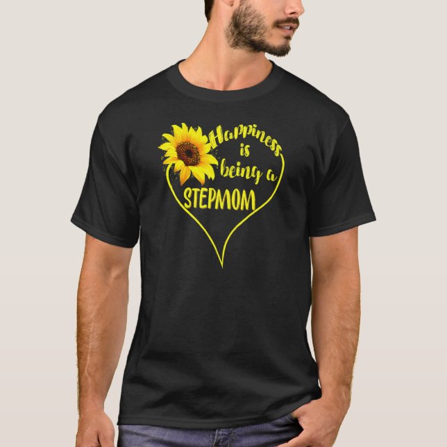 Womens Happiness Is Being A Stepmom Sunflower Moth T-Shirt (Front)