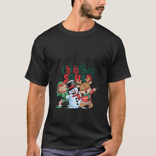 Womens Happy Christmas Squad Matching Dabbing Danc T-Shirt (Front)