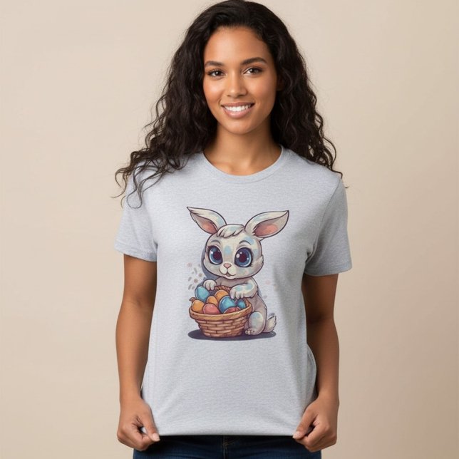 Women's Happy Easter Bunny Egg Basket Tee (Creator Uploaded)
