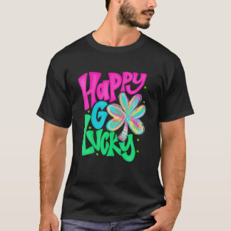 Womens Happy Go Lucky St Patrick's Day Color Shamr T-Shirt