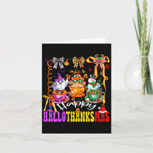 Womens Happy Hallothanksmas Coquette Bow Coffee La Card