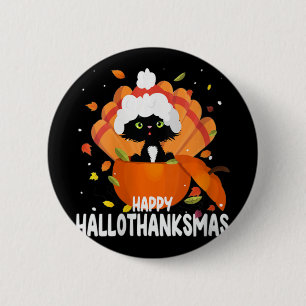 Womens Happy Hallothanksmas Halloween Thanksgiving 2 Inch Round Button