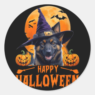 Womens Happy Halloween Dog 1 Classic Round Sticker