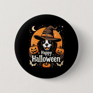 Womens Happy Halloween Dog 2 Inch Round Button