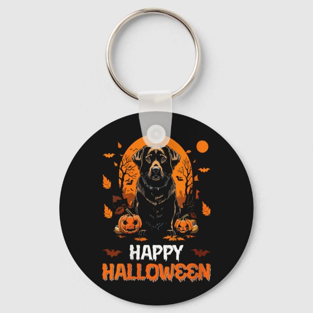 Womens Happy Halloween Dog 2 Keychain (Front)
