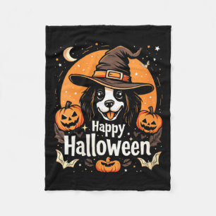 Womens Happy Halloween Dog Fleece Blanket