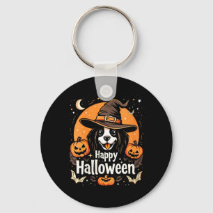 Womens Happy Halloween Dog Keychain