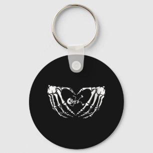 Womens Happy Halloween Pregnant Baby Skeleton Spoo Keychain