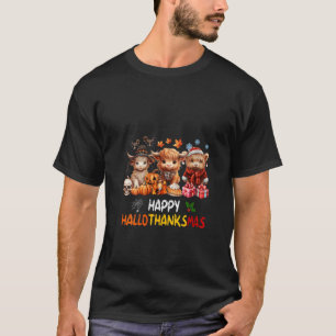 Womens Happy Halloween Thanksgiving Christmas High T-Shirt