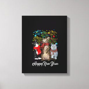 Womens Happy New Year Cat Happy Meow Year 2023 Kit Canvas Print