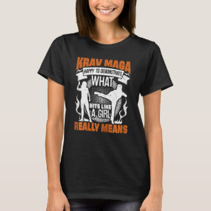 Womens happy to demonstrate what hits like a girl T-Shirt
