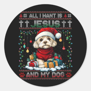 Womens Havanese Christmas Tree Lights Decorations  Classic Round Sticker
