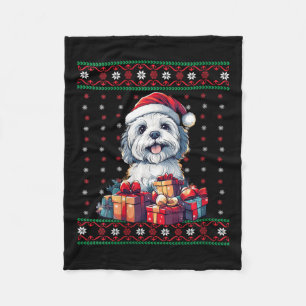 Womens Havanese Santa Hat Dog Lover Xmas Havanese Fleece Blanket