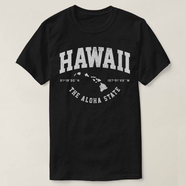 Womens Hawaii Hawaiian Islands Coordinates State M T-Shirt (Design Front)