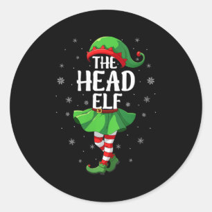 Womens Head Elf Christmas Girls Women Elf Squad Xm Classic Round Sticker