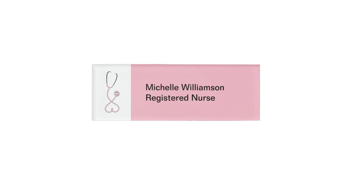 Women's Health Nurse Pink Stethoscope Design Name Tag | Zazzle.ca