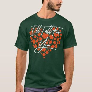 Womens Heart Autumn Leaves Fall Season T-Shirt