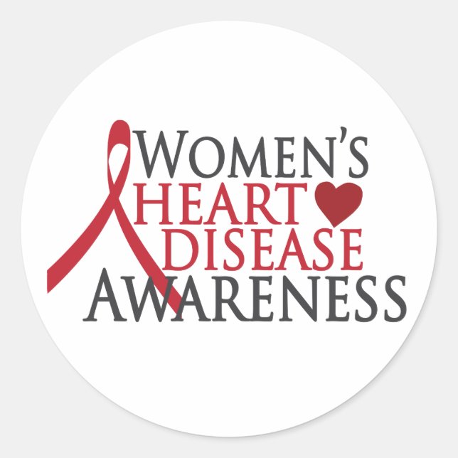 Women's Heart Disease Awareness Classic Round Sticker (Front)