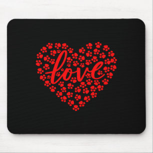 Womens Heart Paw Print Dog Love Valentines Day Gif Mouse Pad