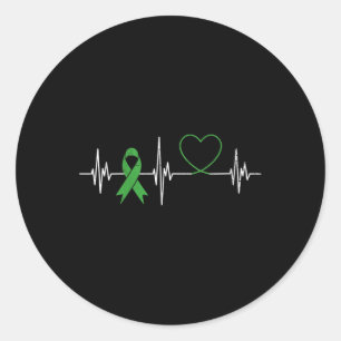 Womens Heartbeat Heart Mental Health Awareness Gre Classic Round Sticker