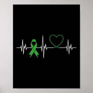 Womens Heartbeat Heart Mental Health Awareness Gre Poster