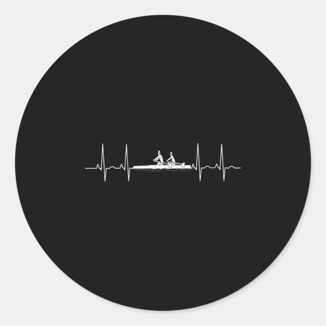 Womens Heartbeat Rowing Crew Line Stroke Srt Athle Classic Round Sticker (Front)
