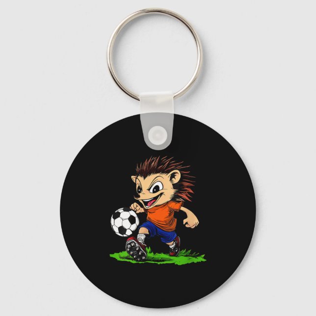 Womens Hedgehog Footballer V-neck  Keychain (Front)