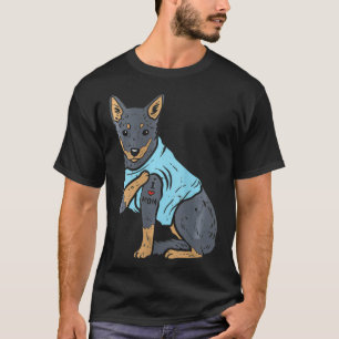 Womens Heeler I Love Mom Animal Pet Red Blue Cattl T-Shirt