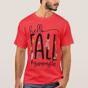 Womens Hello fall Gammy Life Cute halloween Autumn T-Shirt