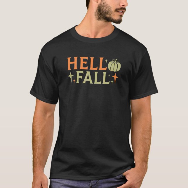 Womens Hello Fall Pumpkin Fall T-Shirt (Front)