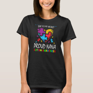 Womens Her Voice My Heart Proud Nana Autism Awaren T-Shirt
