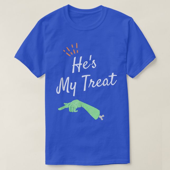 Womens Hes My Treat Zombie Matching Couple Hallowe T-Shirt (Design Front)