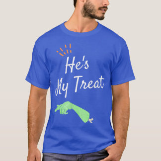 Womens Hes My Treat Zombie Matching Couple Hallowe T-Shirt